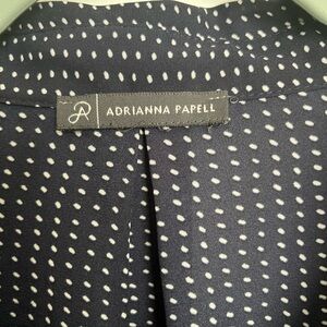 Adrianna Papell Midnight Blue Dotted Sleeveless Shirt, Size Large
